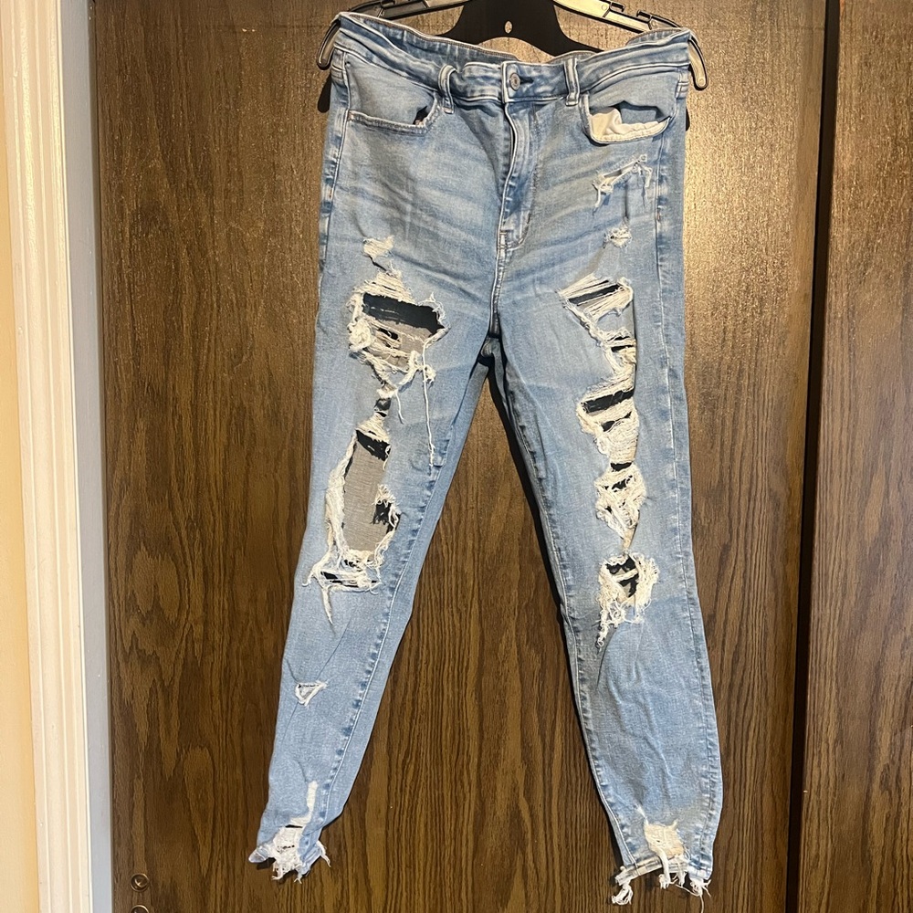 American Eagle Outfitters Ripped Light Blue Skinny Jeans